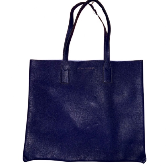 Marc Jacobs Wingman Leather Navy Blue Rectangle Tote - Picture 1 of 9